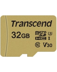 Карта памяти 32GB TS32GUSD500S microSDHC Class 10 U3 V30 500S адаптер MLC Transcend