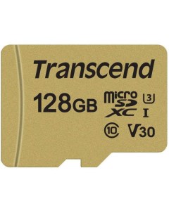 Карта памяти MicroSDXC 128GB TS128GUSD500S Class 10 U3 V30 500S адаптер MLC Transcend