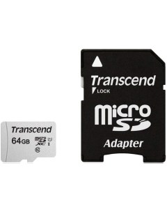 Карта памяти 64GB TS64GUSD300S A microSDXC Class 10 U1 300S адаптер Transcend