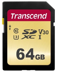 Карта памяти SDXC 64GB TS64GSDC500S Class 10 U3 V30 500S MLC Transcend