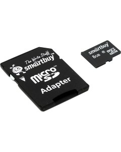 Карта памяти 8GB SB8GBSDCL10 01 MicroSDHC Сlass 10 SD adapter Smartbuy