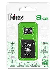 Карта памяти MicroSDHC 8GB 13613 AD10SD08 Class 10 SD адаптер Mirex