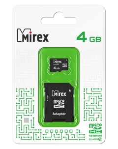 Карта памяти MicroSDHC 4GB 13613 AD10SD04 Class 10 SD адаптер Mirex