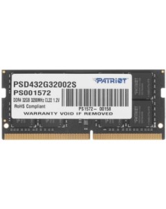 Модуль памяти SODIMM DDR4 32GB PSD432G32002S Signature Line PC4 25600 3200MHz CL22 1 2V Patriot memory