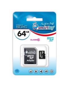 Карта памяти 64GB SB64GBSDCL10 01 MicroSDXC Class 10 SD адаптер Smartbuy