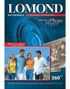 Фотобумага 1103107 Односторонняя Супер Глянцевая Белая A4 260 г м2 360 листов технологическая упаков Lomond
