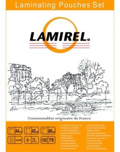 Пленка LA 78787 для ламинирования Lamirel набор А4 A5 A6 по 25шт 75 мкм 75шт в упаковке Fellowes