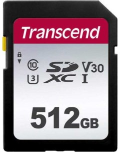 Карта памяти SDXC 512GB TS512GSDC300S UHS I Class U3 V30 95Мб с 55Мб с Transcend