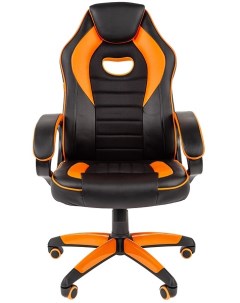 Кресло игровое game 16 чёрный оранжевый экокожа регулируемый угол наклона механизм качания Chairman