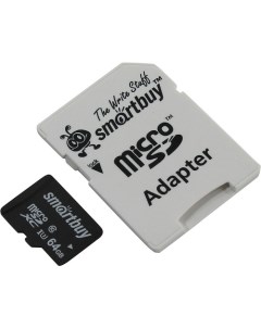 Карта памяти 64GB SB64GBSDCL10U3 01 MicroSDXC Сlass 10 Pro UHS I U3 80 90 Mb s SD адаптер Smartbuy