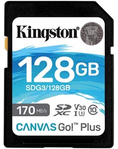 Карта памяти SDXC 128GB SDG3 128GB UHS I Class U3 V30 чтение 170Мб с запись 90Мб с Kingston