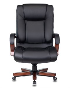 Кресло офисное T 9925WALNUT руководителя цвет черный кожа крестовина металл дерево Бюрократ