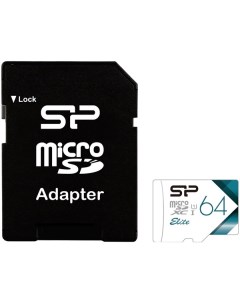 Карта памяти 64GB SP064GBSTXBU1V21SP Elite microSDHC Class 10 UHS I SD адаптер Colorful Silicon power