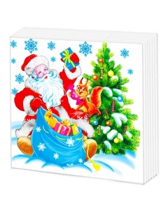 Салфетки бумажные Дед Мороз 50 шт 1 слой 24х24 см Гармония цвета