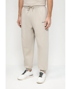 Хлопковые брюки на эластичном поясе с логотипом бренда Calvin klein jeans