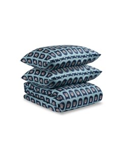Комплект постельного белья полутораспальный из сатина голубого цвета с принтом Blossom time из колле Tkano