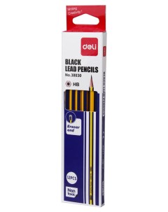 Набор чернографитных карандашей HB шестигранная форма 12 шт с ластиком ассорти Writing Creativity E3 Deli