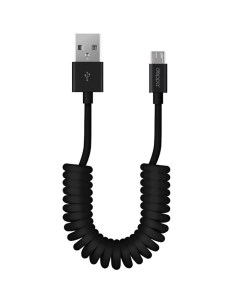 Кабель USB microUSB 1 5m спиральный черный 72123 Deppa