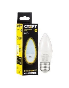Лампа светодиодная ECO E27 7 Вт 2700 K свеча матовая Старт
