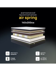 Ортопедический матрас Air Spring 140х200 см пружинный Darwin