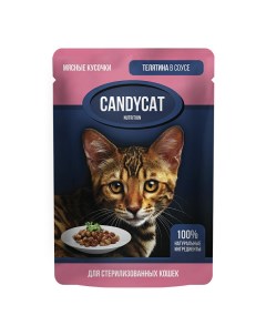 Влажный корм для кошек Телятина в соусе для стерилизованных 85 г Candycat