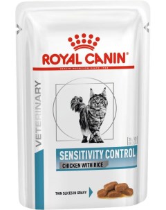 Влажный корм для кошек Sensitivity Control цыпленок рис 12шт по 85г Royal canin