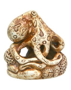 Декорация для аквариума Осьминожка коричневый керамика 11х8х11 см Орловская керамика