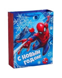 Пакет ламинат вертикальный С Новым годом 31х40х11 см Человек паук Marvel