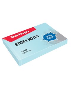 Блок бумаги Ultra Sticky 100x75 мм 100 листов пастель голубой Berlingo