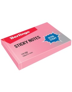 Блок бумаги Ultra Sticky 100x75 мм 100 листов пастель розовый Berlingo