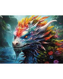 Алмазная мозаика Дракон в цветах на подрамнике 40x50 HWA5675 Boomboomshop