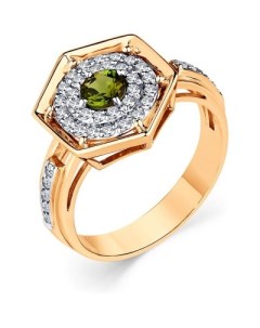 Кольцо с бриллиантами и турмалином из комбинированного золота Мастер бриллиант