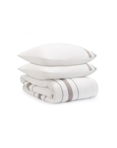 Комплект постельного белья из сатина белого цвета с серым кантом Essential Белый 200 Tkano