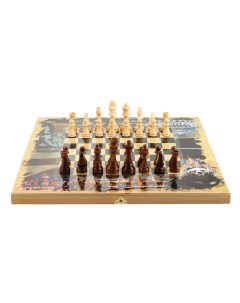 Шахматы шашки нарды 3 в 1 Мозаика дерево 50х50см Nobrand