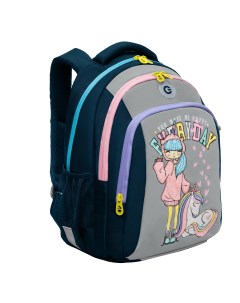 Рюкзак школьный с карманом для ноутбука 13 анатомический синий Grizzly