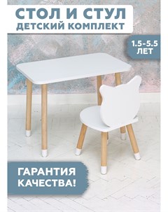 Комплект детской мебели стол и стул котик ножки цилиндрической формы в носочках Rules