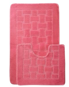 Набор ковриков для ванной и туалета 100x60 и 60x50 см Розовый Eurobano