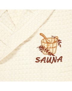 Халат женский Sauna beige вафельный с капюшоном XL Asil