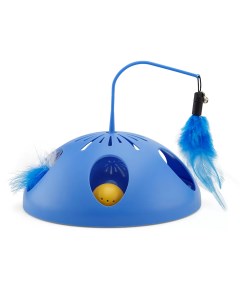Игрушка для кошек Pouncing Ball интерактивная с перьями синяя Skyrus