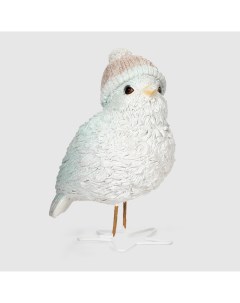 Фигура декоративная птичка в шапке белая 9x6x12 см Delux quanzhou