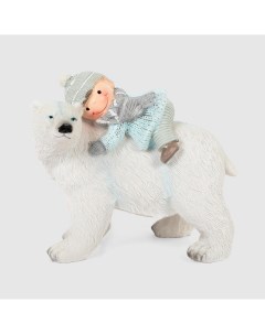 Фигура декоративная медведь полярный с ребенком 15х11х13 см Delux quanzhou