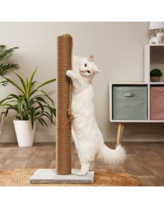 Когтеточка столбик 35х35х82 см из джута для кошек светло серый Домоседы