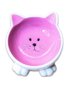 Миска керамическая мордочка кошки наклонная 100 мл Розовая Mr.kranch