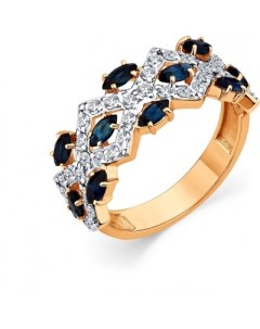 Кольцо с сапфирами и бриллиантами из красного золота Мастер бриллиант