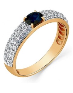 Кольцо с бриллиантами и сапфиром из красного золота Мастер бриллиант