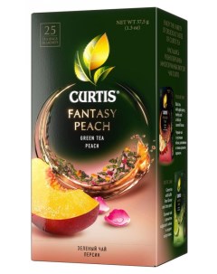Чай зеленый Fantasy Peach c ароматом персика лемонграссом и лепестками розы 25 пакетиков Curtis