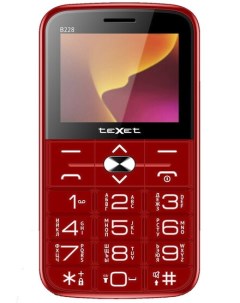 Мобильный телефон TM B228 2 4 320x240 TN 32Mb RAM 32Mb BT 1xCam 2 Sim 1450 мА ч micro USB красный TM Texet