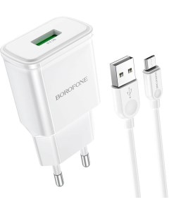 Сетевое зарядное устройство Heavenly BA59A 18 Вт USB EU Quick Charge белый 6974443380194 кабель micr Borofone