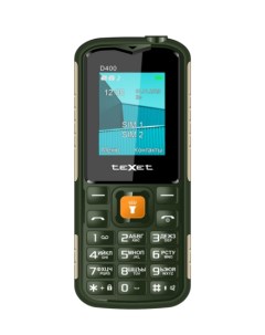Мобильный телефон TM D400 1 77 160x128 TN 32Mb RAM 64Mb 2 Sim 1500 мА ч micro USB зеленый TM D400GN Texet