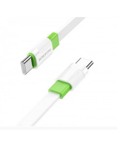 Кабель USB Type C USB Type C плоский 3А 20 Вт 1 м белый зеленый Union BX89 Borofone